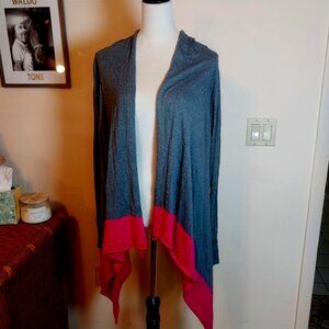 EXPRESS SIZE L GRAY & PINK OPEN FRONT CARDIGAN SWEATER
